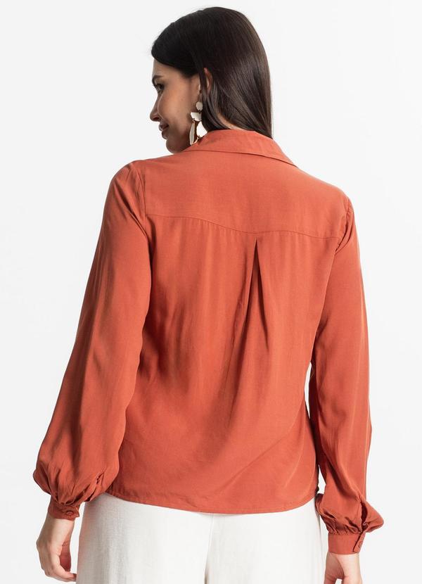 Select - Camisa Feminina com Bolsos Manga Longa Marrom 2