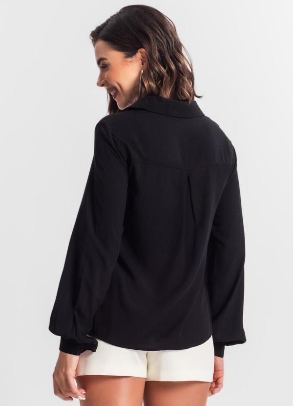 Select - Camisa Feminina com Bolsos Manga Longa Preto 2