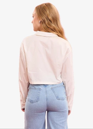 Minty - Camisa Feminina Cropped com Strass Bege - MINTY
