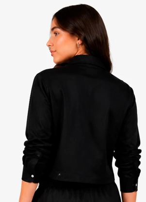 Minty - Camisa Feminina Cropped com Strass Preto - MINTY