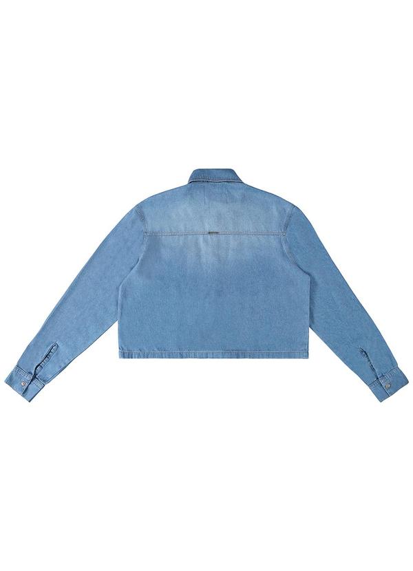 Enfim - Camisa Feminina Cropped Jeans Soft Azul 3