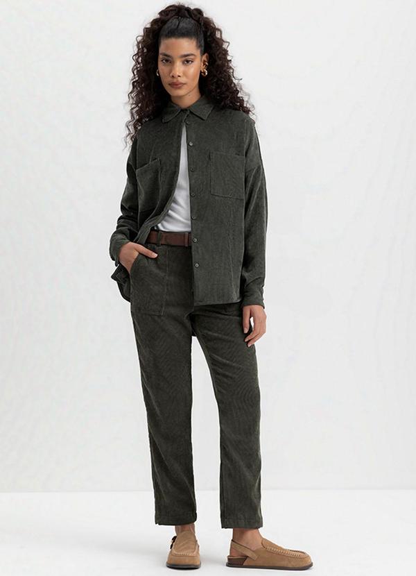 Essendi - Camisa Feminina de Veludo Verde 2