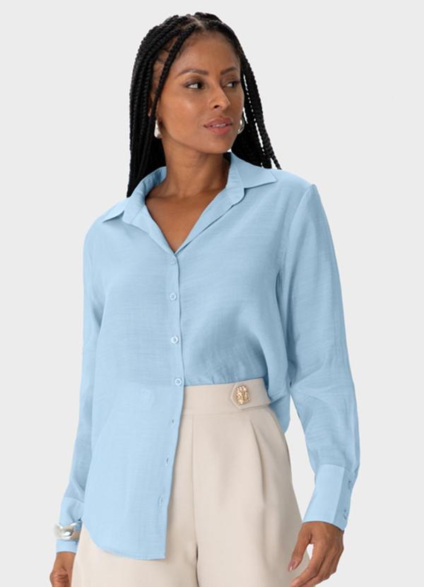 Enfim - Camisa Feminina em Liocel Azul Claro