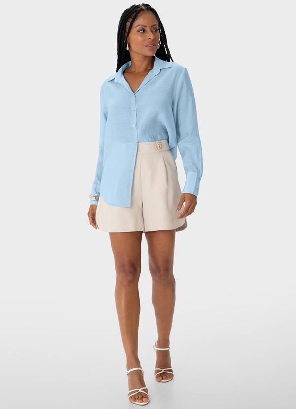 Enfim - Camisa Feminina em Liocel Azul Claro 2