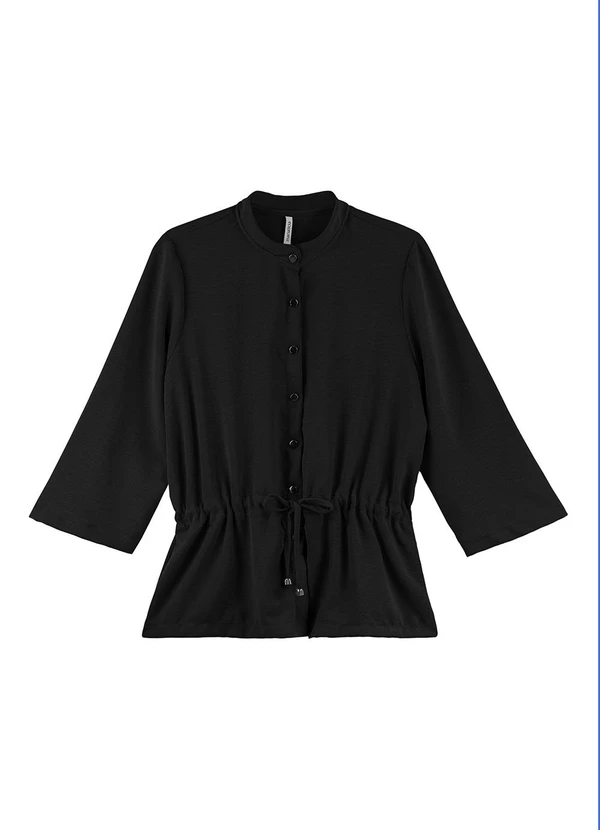 Marialícia - Camisa Feminina em Tecido com Botões Preto 5