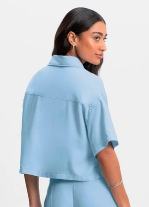 Essendi - Camisa Feminina em Viscose Sarjada Azul - ESSENDI