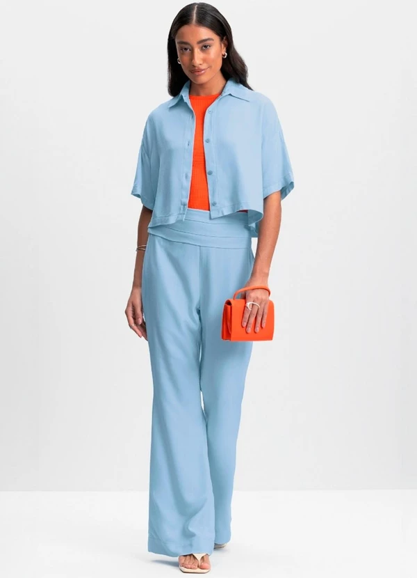 Essendi - Camisa Feminina em Viscose Sarjada Azul 3