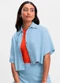 Essendi - Camisa Feminina em Viscose Sarjada Natural - variação: Azul