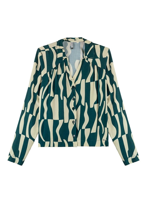 Marialícia Camisa Feminina Estampada Verde