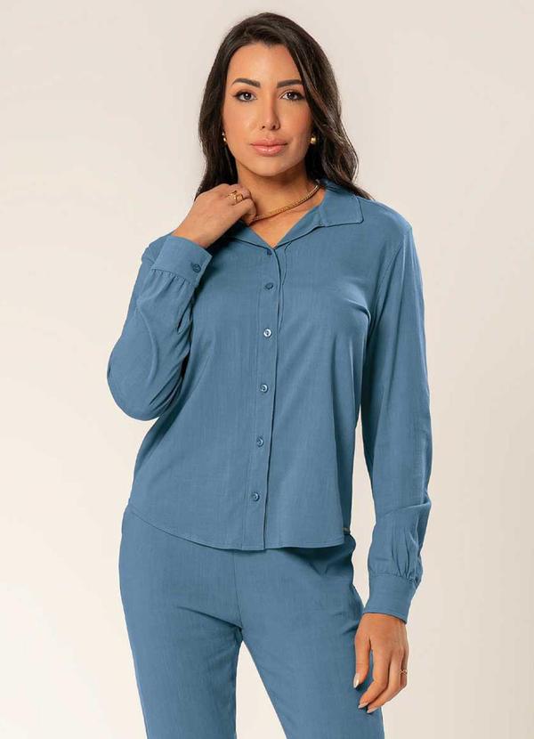 Cativa - Camisa Feminina Feita em Tecido Dinastia Azul