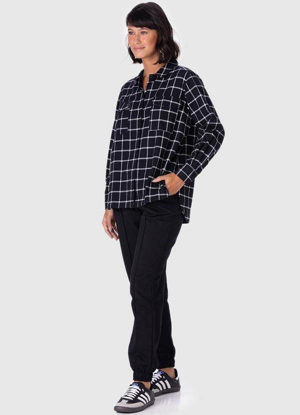 Malwee - Camisa Feminina Flanelada Xadrez Preto 3
