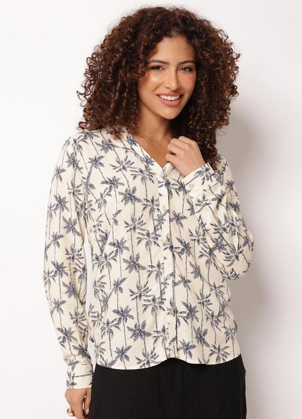Torra - Camisa Feminina Gola Padre Bege