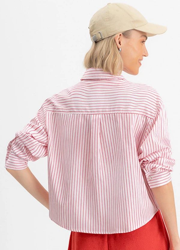 Essendi - Camisa Feminina Listrada Vermelho 2