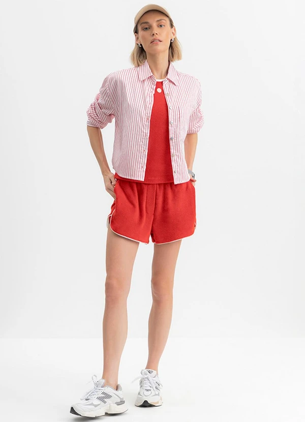 Essendi - Camisa Feminina Listrada Vermelho 3