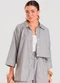 Dianna - Camisa Feminina Manga 7/8 Listrada Azul - variação: Preto