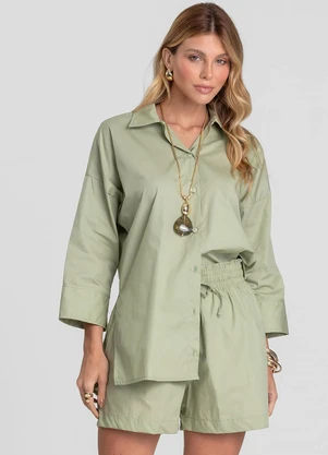Dianna - Camisa Feminina Manga 7/8 Verde - DIANNA
