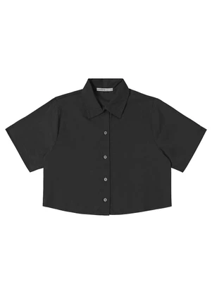 Endless - Camisa Feminina Manga Curta com Gola Preto - ENDLESS