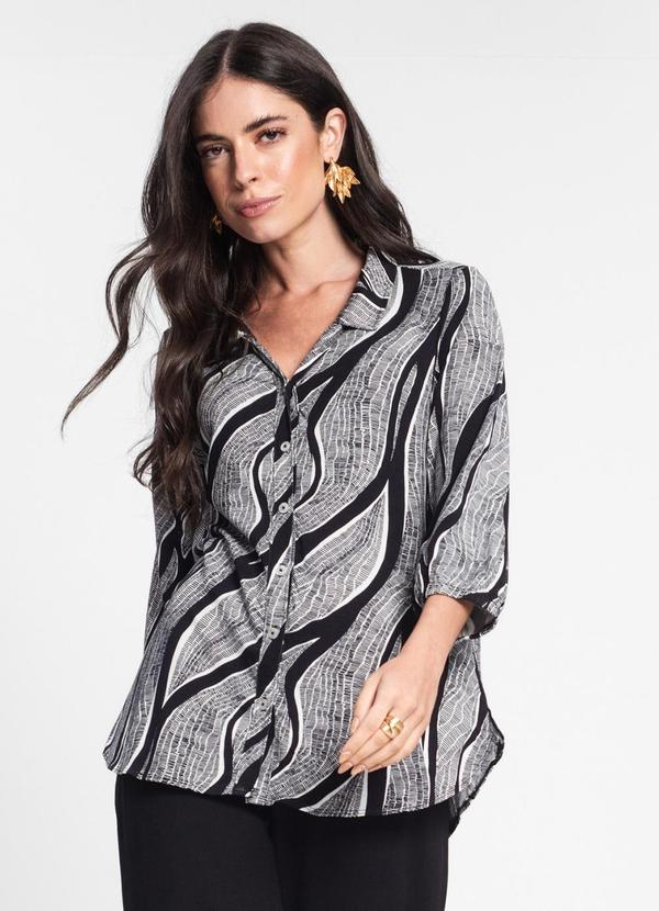 Rovitex - Camisa Feminina Manga Longa 7/8 Preto