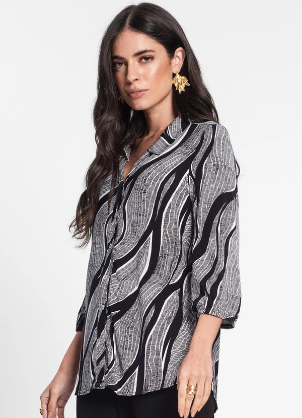 CAMISA FEMININA MANGA LONGA 7/8 PRETO - ROVITEX