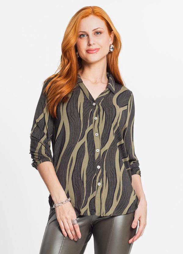 Rovitex - Camisa Feminina Manga Longa 7/8 Verde