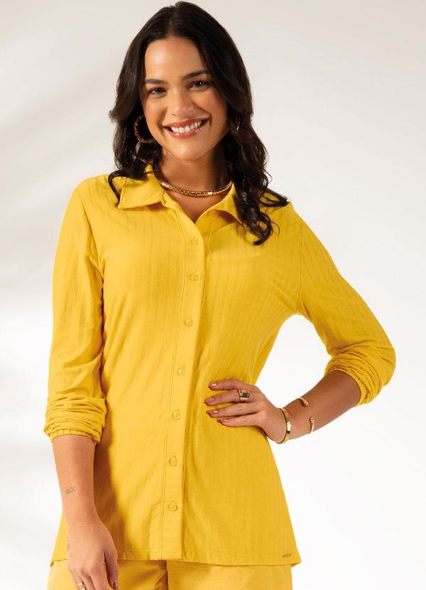 Cativa - Camisa Feminina Manga Longa Amarelo