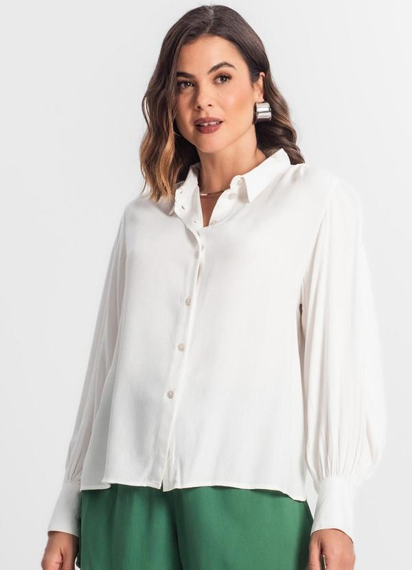 Select - Camisa Feminina Manga Longa Bufante Bege