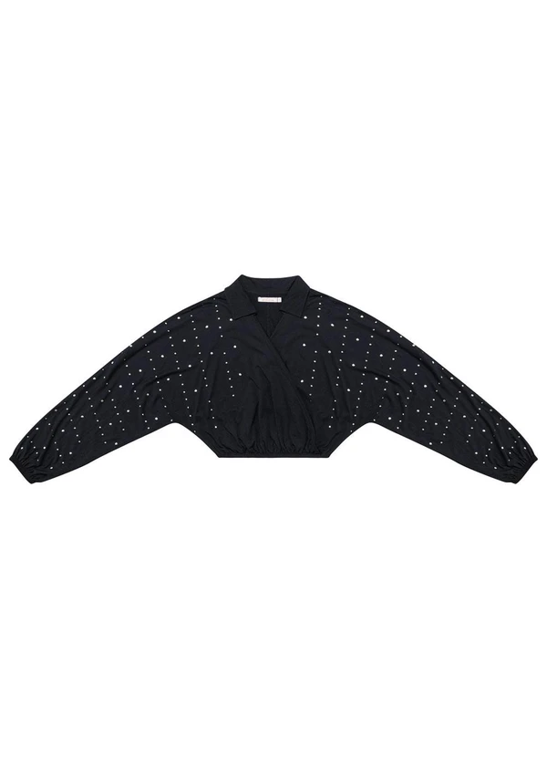 Endless - Camisa Feminina Manga Longa com Strass Preto 4