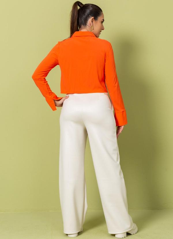 Cativa - Camisa Feminina Manga Longa Cropped Laranja 3