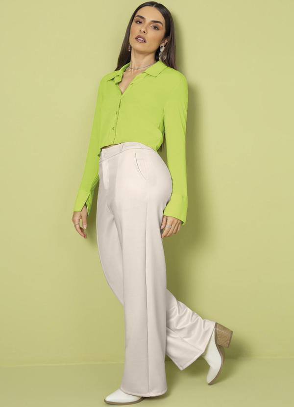 Cativa - Camisa Feminina Manga Longa Cropped Verde 2