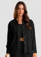 Dianna - Camisa Feminina Manga Longa em Linho Strong Bege - variação: Preto
