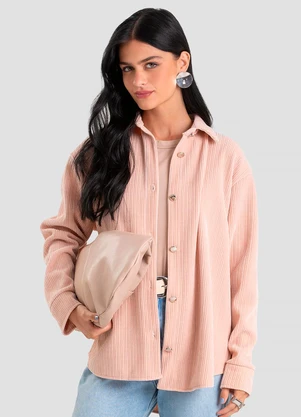Dianna - Camisa Feminina Manga Longa em Veludo Rosa - DIANNA
