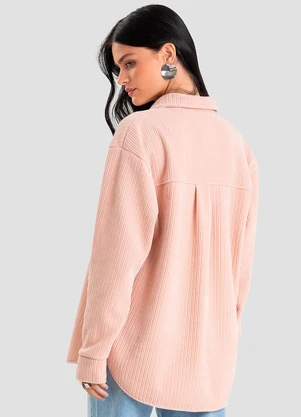 Dianna - Camisa Feminina Manga Longa em Veludo Rosa - DIANNA