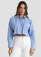Dianna - Camisa Feminina Manga Longa Listrada Azul - variação: Azul