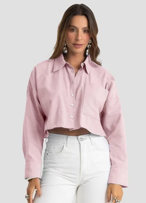 Dianna - Camisa Feminina Manga Longa Listrada Rosa - DIANNA