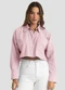 Dianna - Camisa Feminina Manga Longa Listrada Azul - variação: Rosa