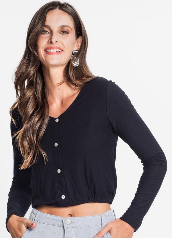 Rovitex - Camisa Feminina Manga Longa Preto 1