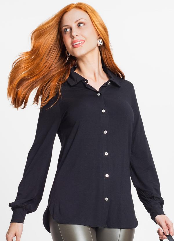 Rovitex - Camisa Feminina Manga Longa Preto