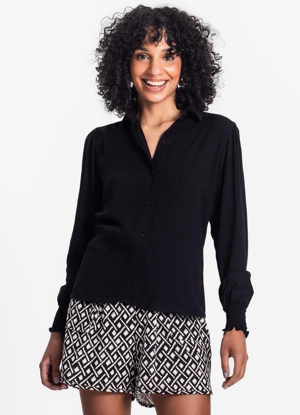 Select - Camisa Feminina Manga Longa Punho Lastex Preto 4