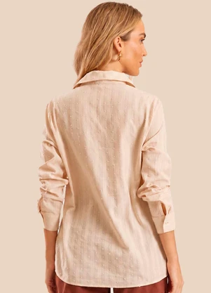 Doce Trama - Camisa Feminina Manga Longa Texturizada Branco - DOCE TRAMA