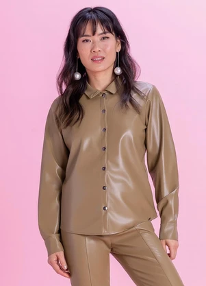 Marialícia - Camisa Feminina Marrom - MARIALÍCIA