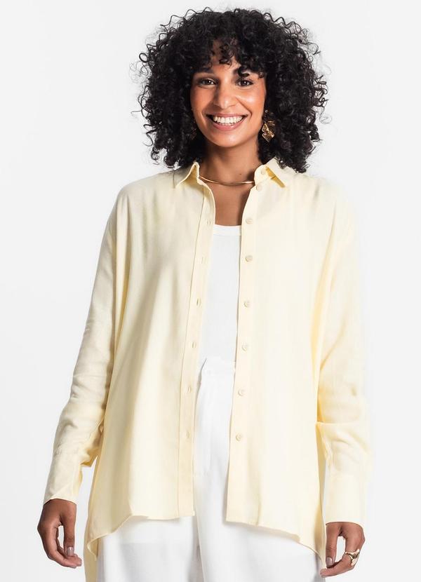 Select - Camisa Feminina Oversized Manga Longa Amarelo