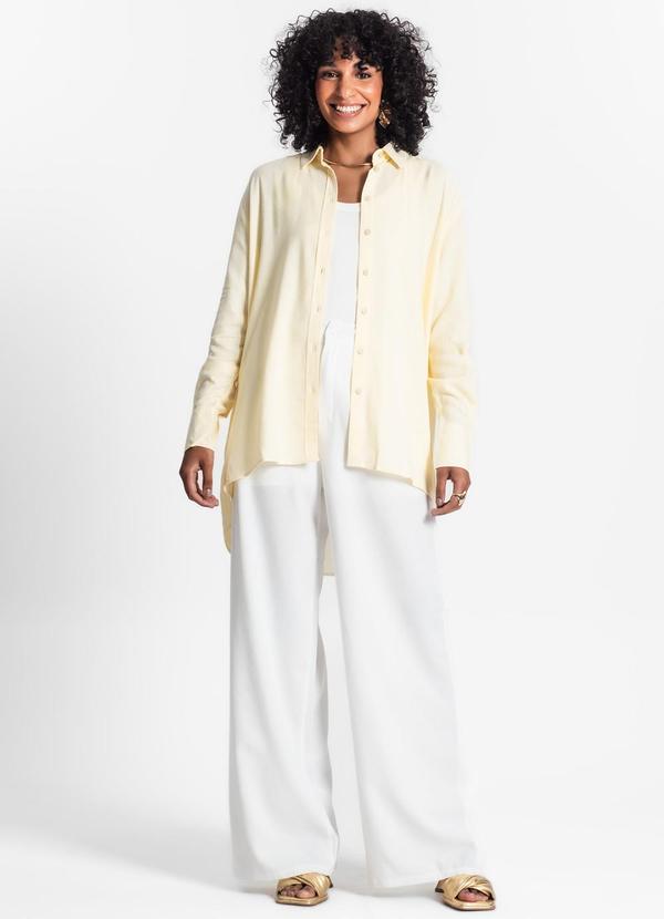 Select - Camisa Feminina Oversized Manga Longa Amarelo 3