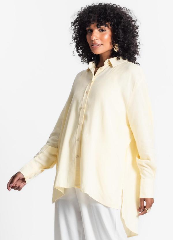 Select - Camisa Feminina Oversized Manga Longa Amarelo 4
