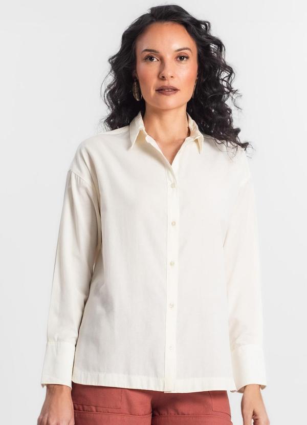 Select - Camisa Feminina Oversized Manga Longa Bege