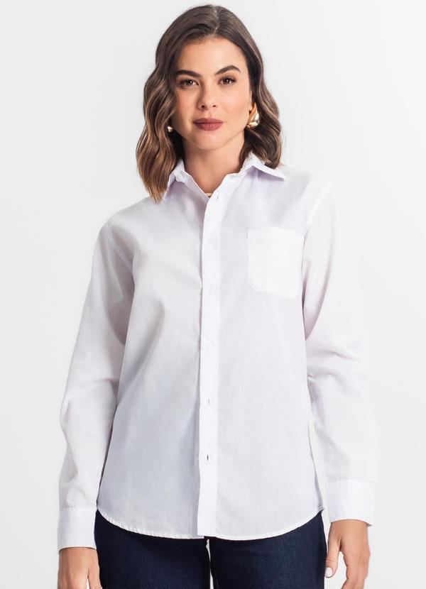 Select - Camisa Feminina Oversized Manga Longa Branco