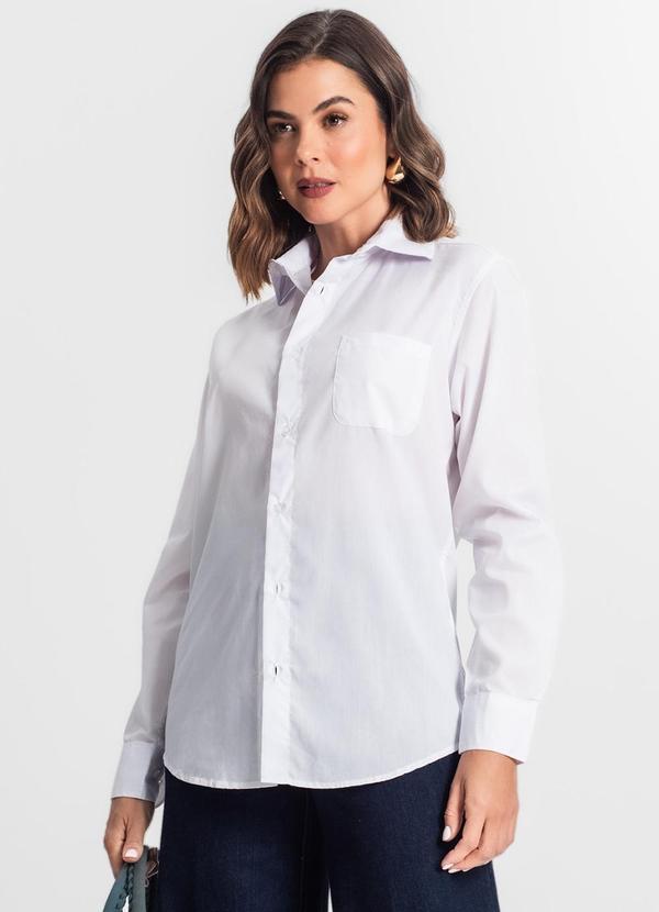 Select - Camisa Feminina Oversized Manga Longa Branco 3