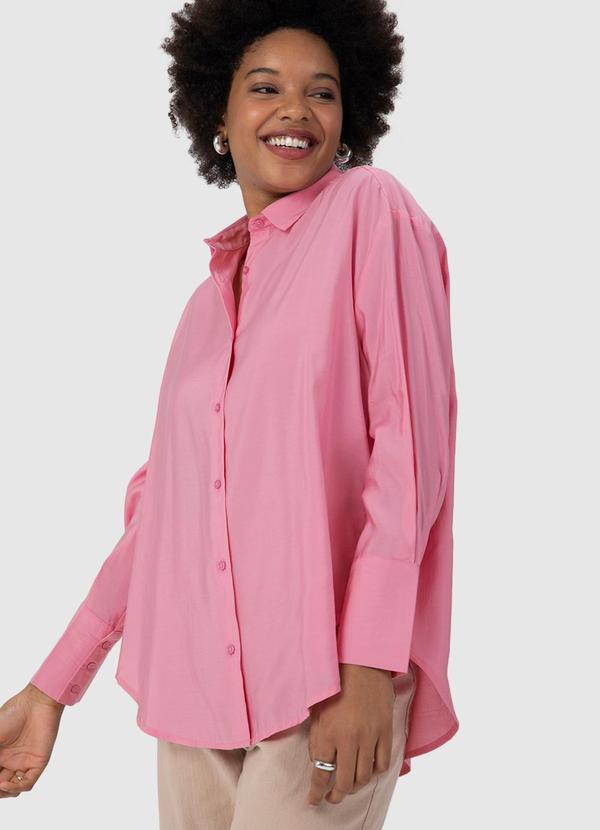 Malwee - Camisa Feminina Tradicional Acetinada Rosa 3