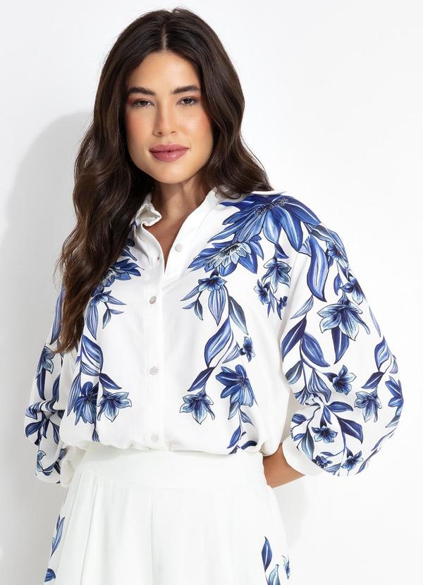 Farm - Camisa Floral Tati Off White