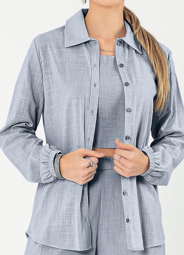 Cativa - Camisa Gola Clássica em Algodão Azul Claro 3