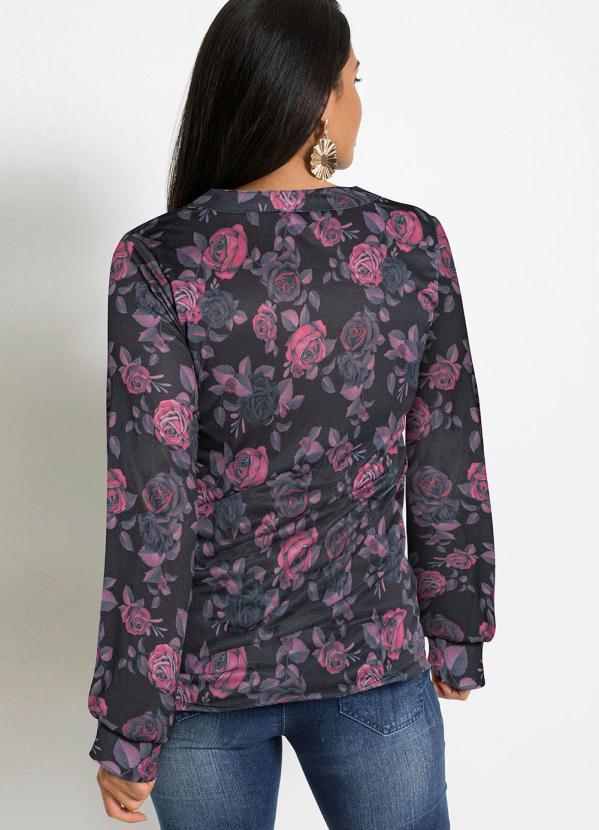 Outlet - Camisa Gola Padre Floral Dark 2